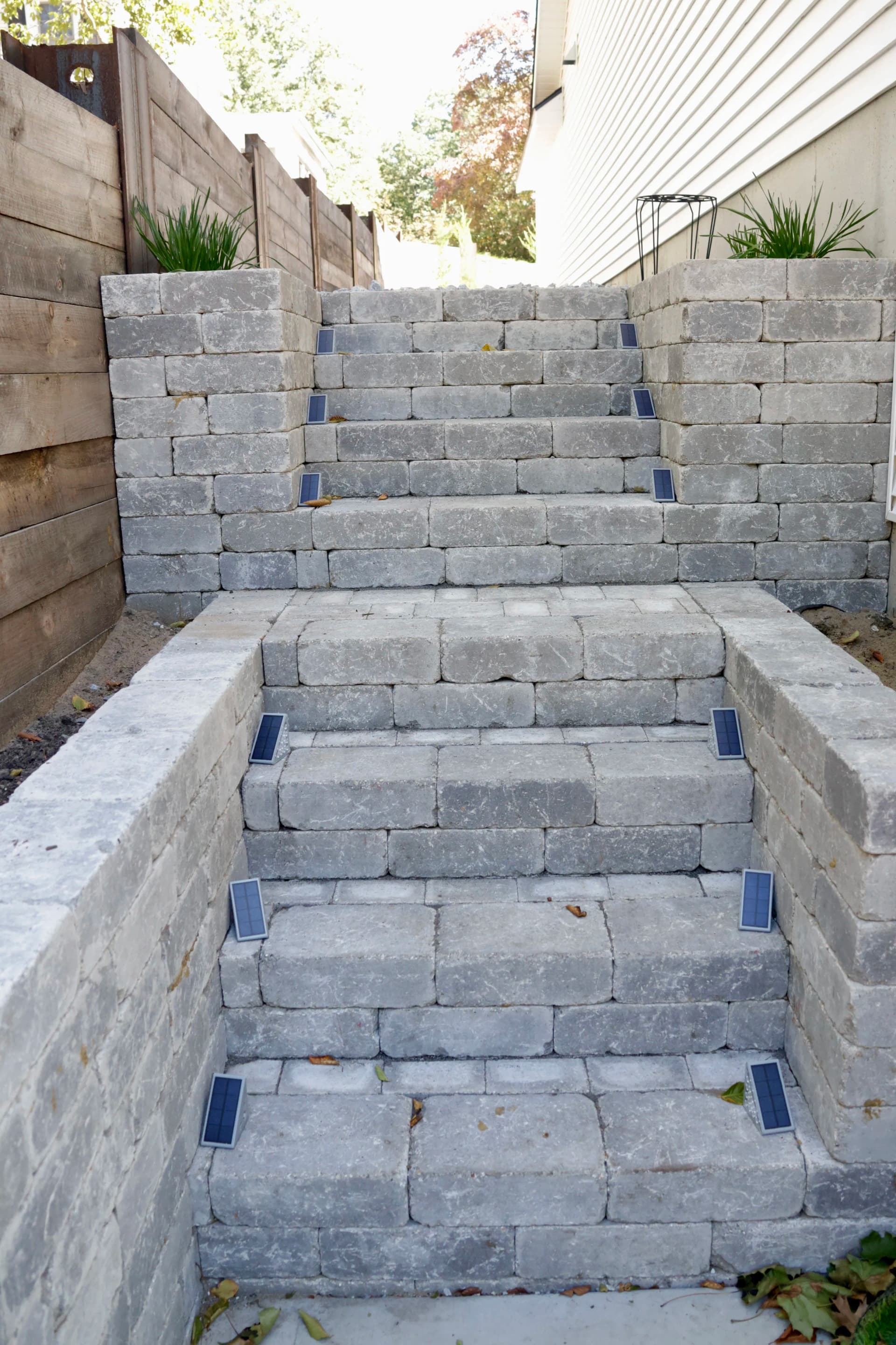 Gallery photos for Custom Block Steps Built for a Tight Side Yard Corridor: Image #2