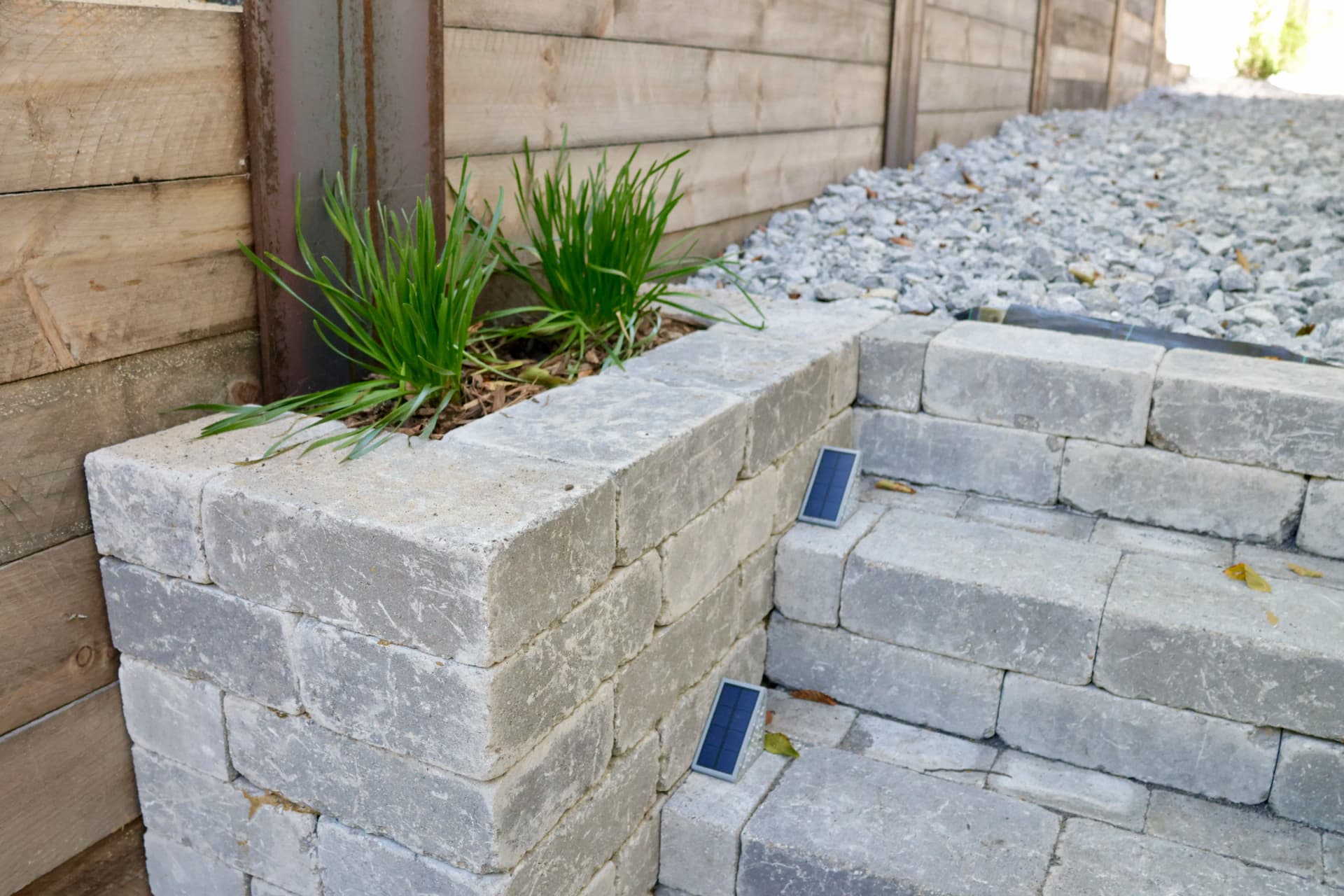 Gallery photos for Custom Block Steps Built for a Tight Side Yard Corridor: Image #3