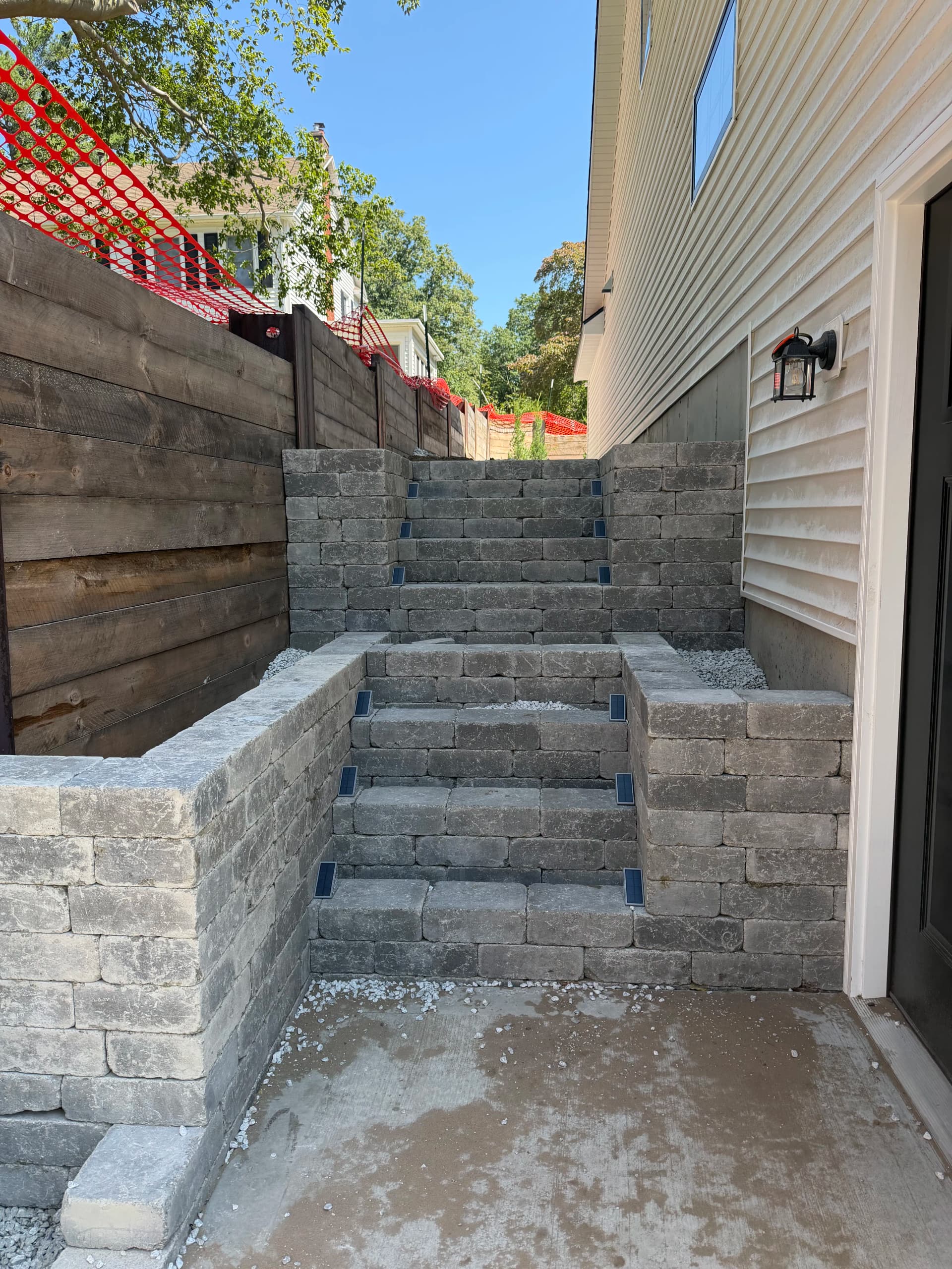 Gallery photos for Custom Block Steps Built for a Tight Side Yard Corridor: Image #1