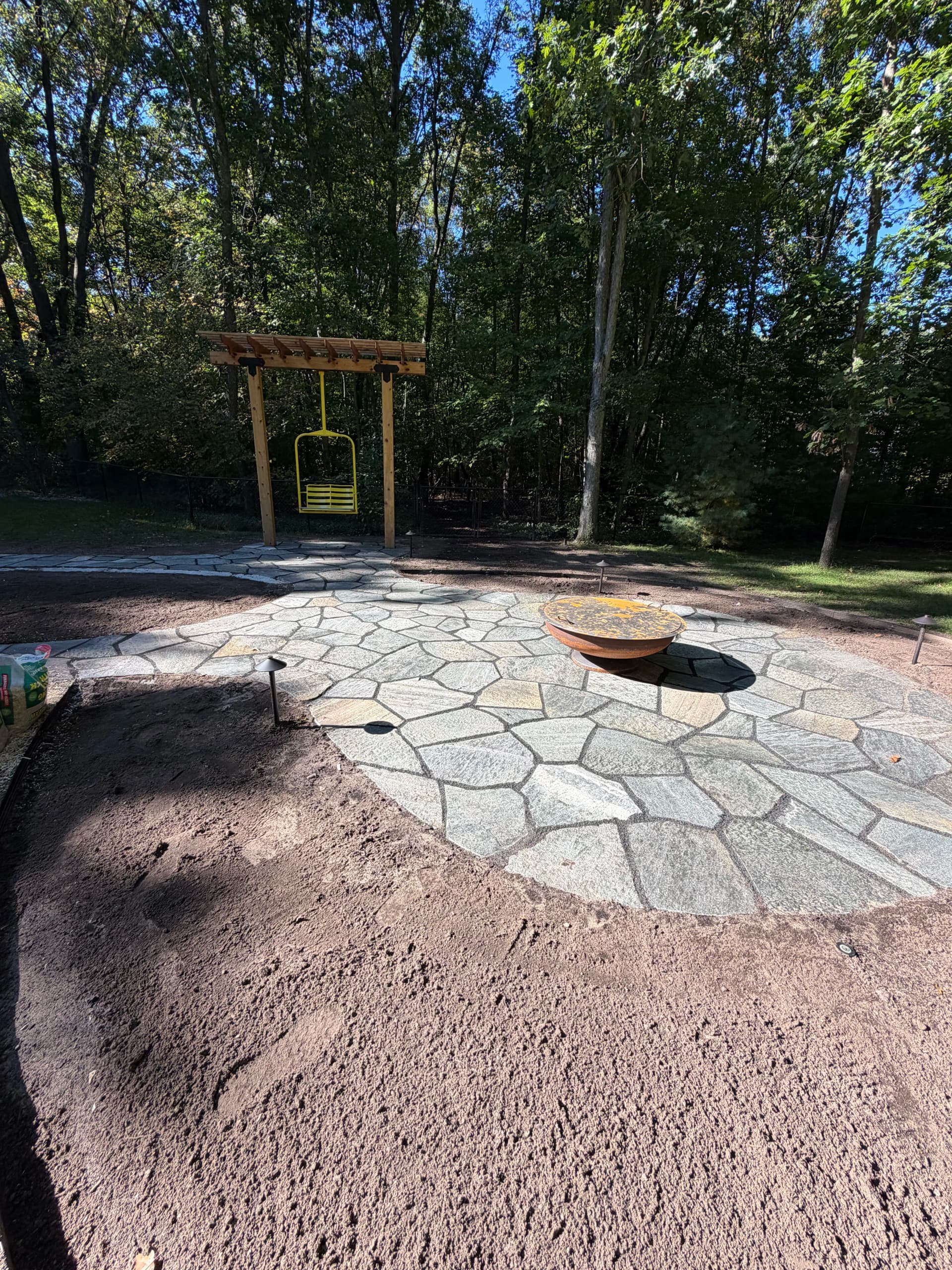 Gallery photos for Custom Natural Slate Patio with Fire Bowl and Pergola Swing: Image #4